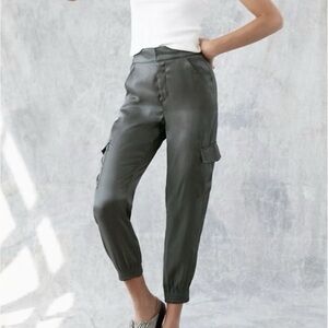 Anthropologie Shimmer Black Cargo Jogger Pants
